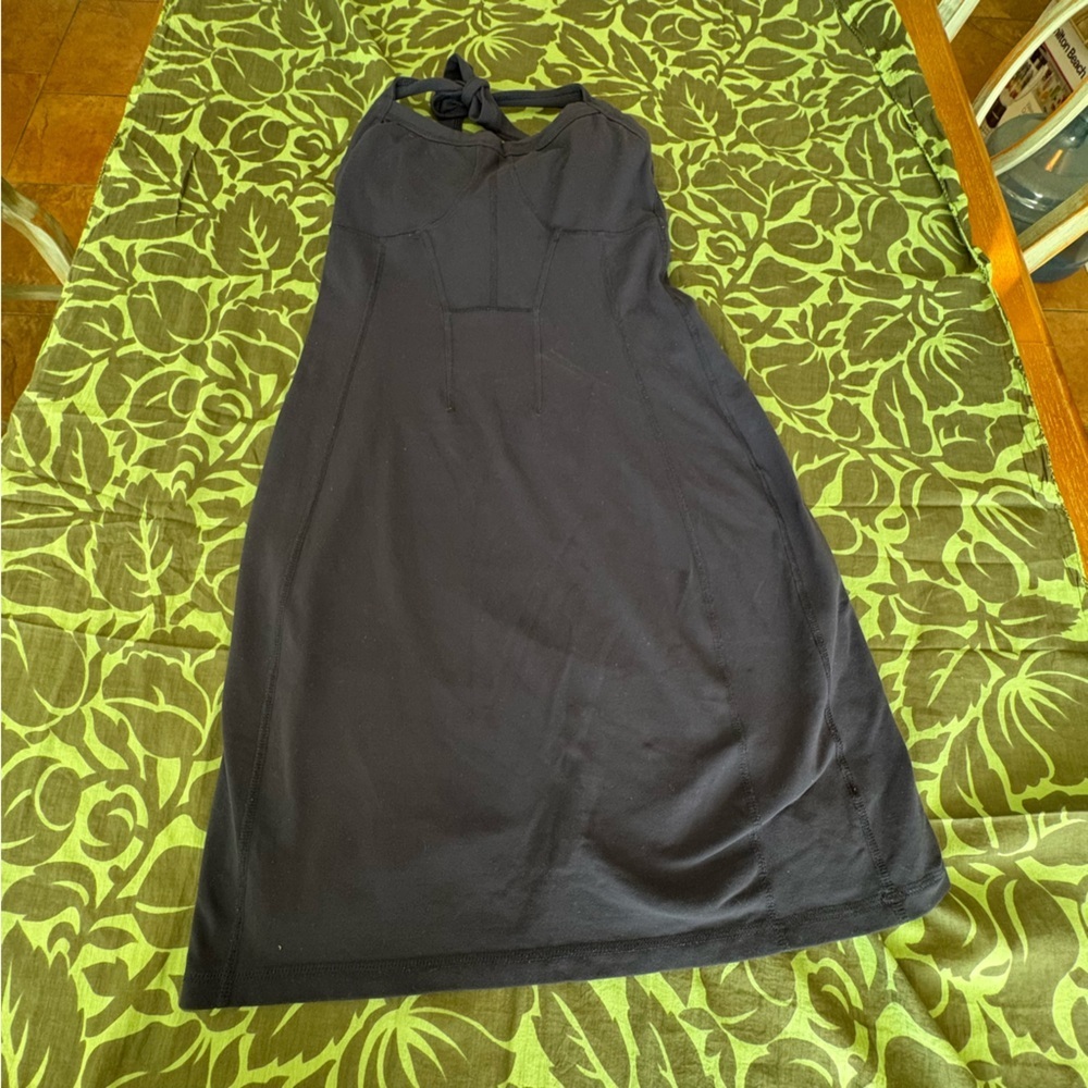 Athleta Navy Blue A-Line Dress Halter Tie